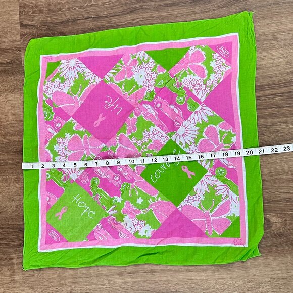 Lilly Pulitzer Breast Cancer Awareness Scarf/ Bandana  - Ford  Bundle 21" - Picture 12 of 12